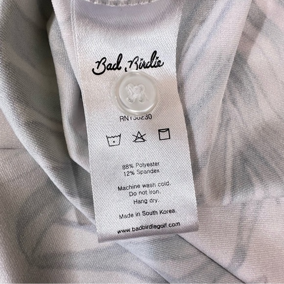 Bad Birdie Men's Golf Polo Shirt Incognito All Over Palm Leaf Print Size Med EUC - Picture 9 of 9